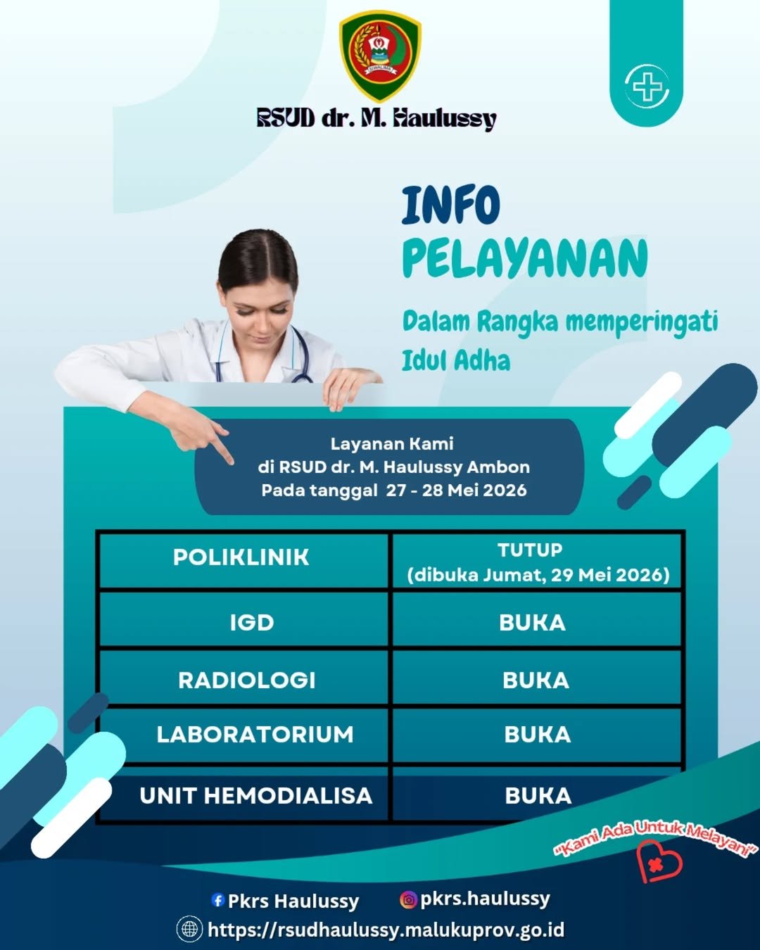 Info Pelayanan RS tanggal 27-28 Mei 2026